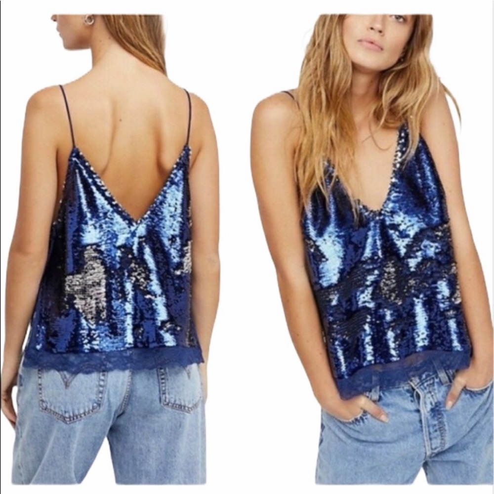 Free people Swinging sequined cami top